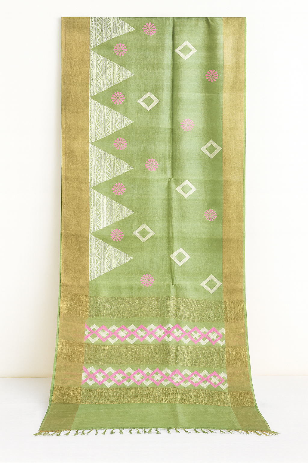 Pure Tussar Printed Saree-AM-PTS-GREEN-005