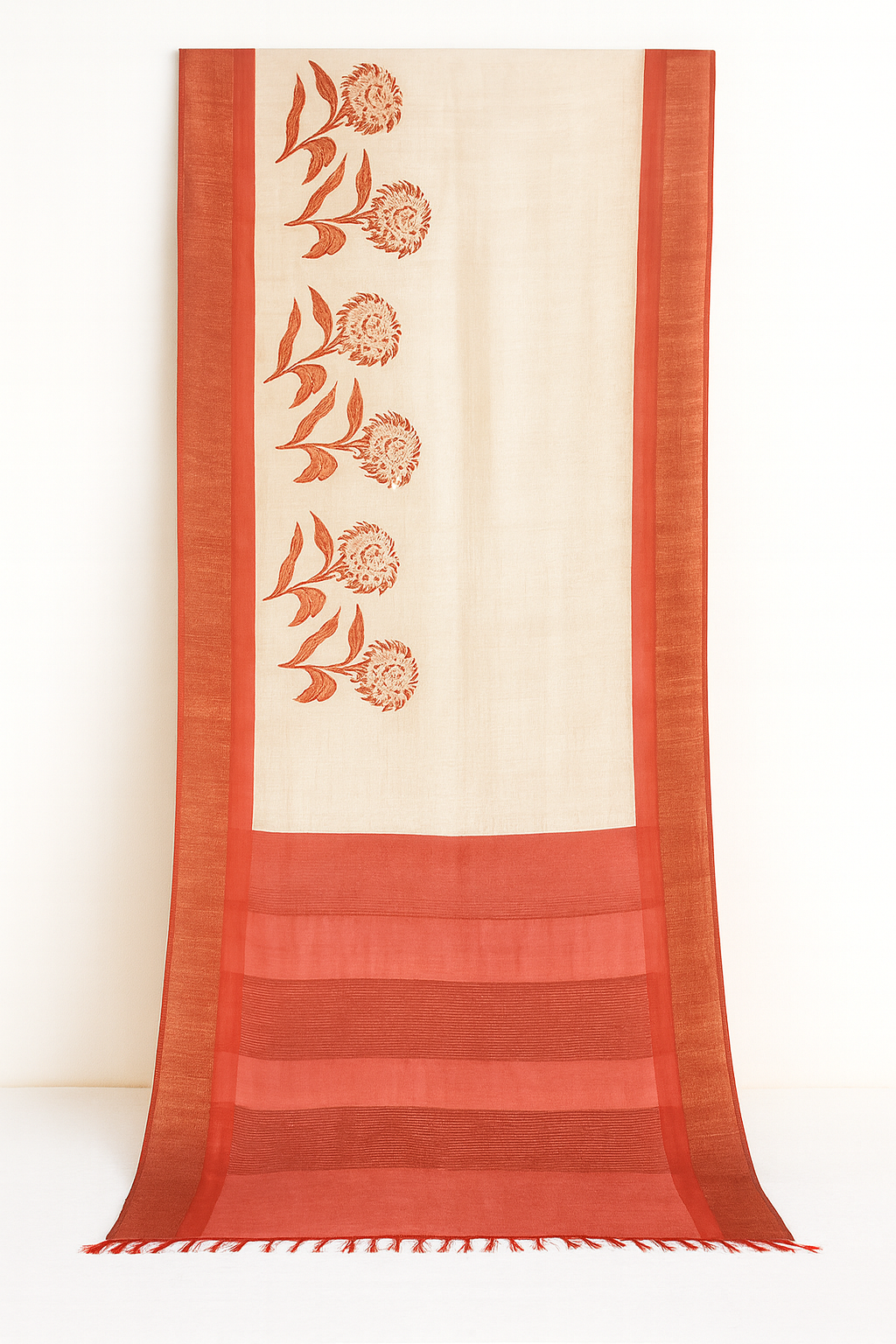 Pure Tussar Printed Saree-AM-PTS-RED-006