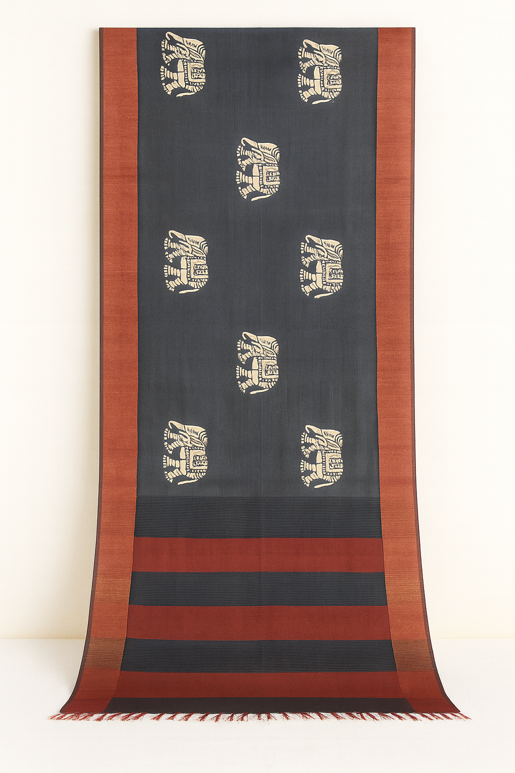 Pure Tussar Printed Saree-AM-PTS-BLACK-009