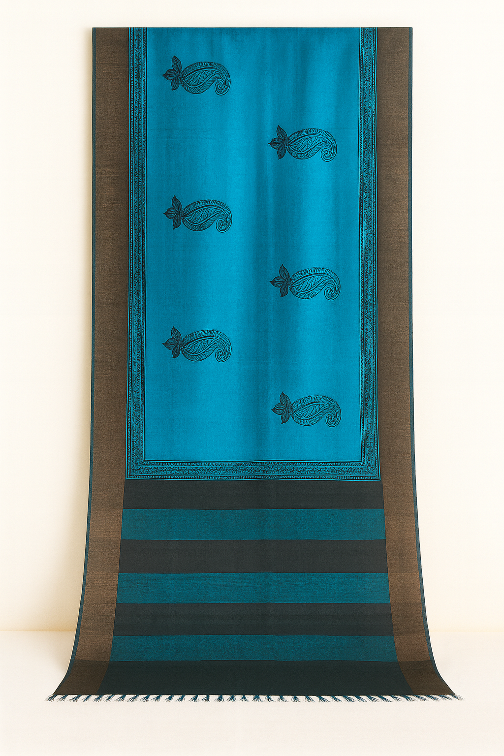 Pure Tussar Printed Saree-AM-PTS-BLUE-011