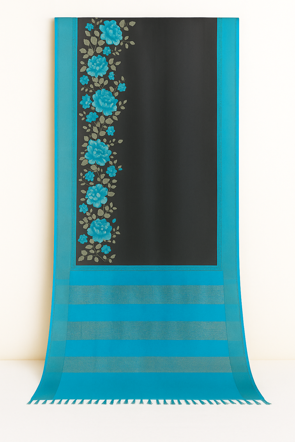 Pure Tussar Printed Saree-AM-PTS-BLACK-012