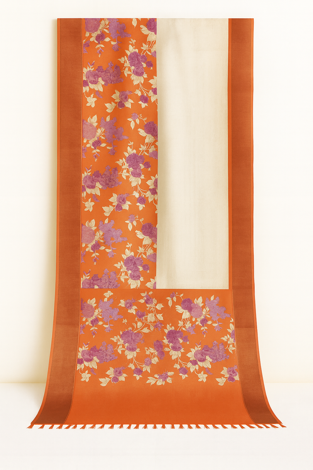 Pure Tussar Printed Saree-AM-PTS-ORANGE-013