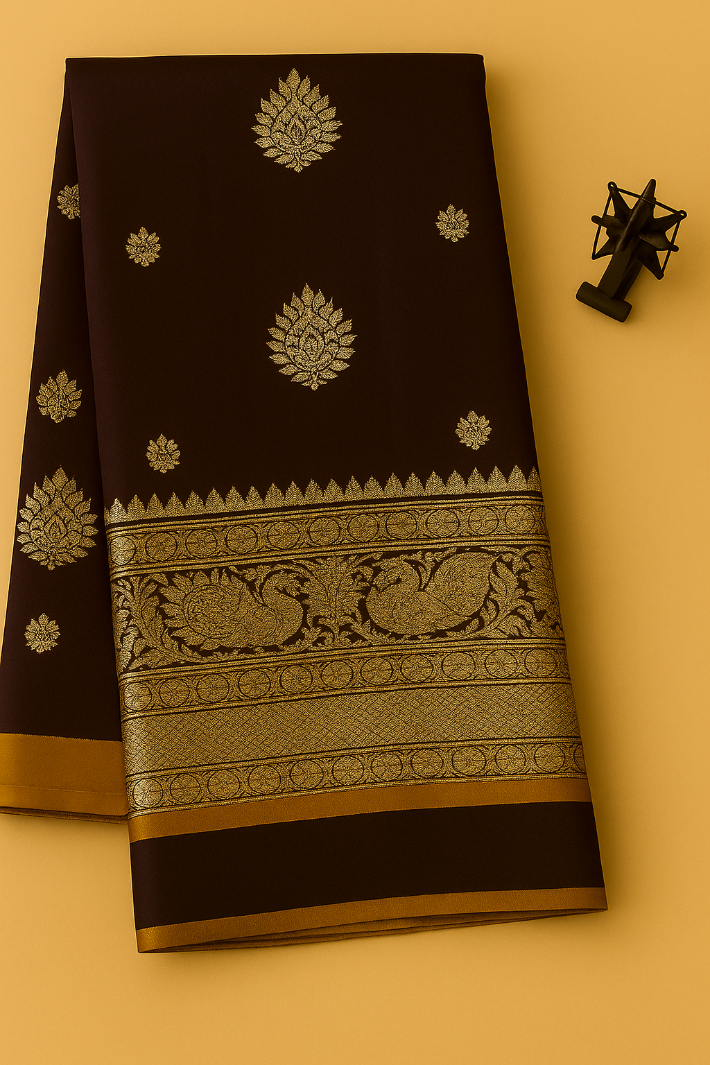 Venkatagiri Pure Pattu Saree-AM-VPPS-DARK MARRON-009