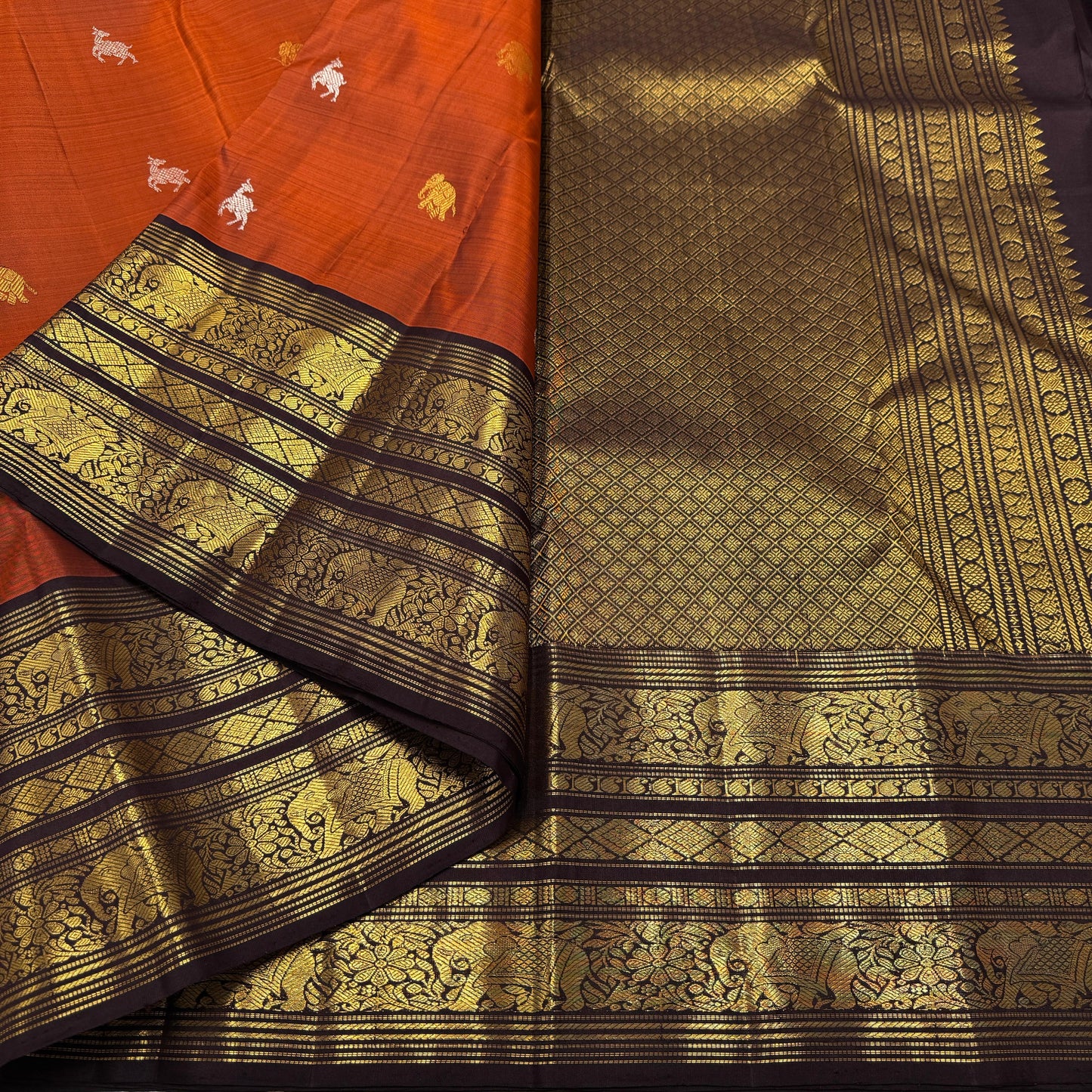 Bridal Kanjivaram Pure Silk-AM-KVS-ORANGE-002