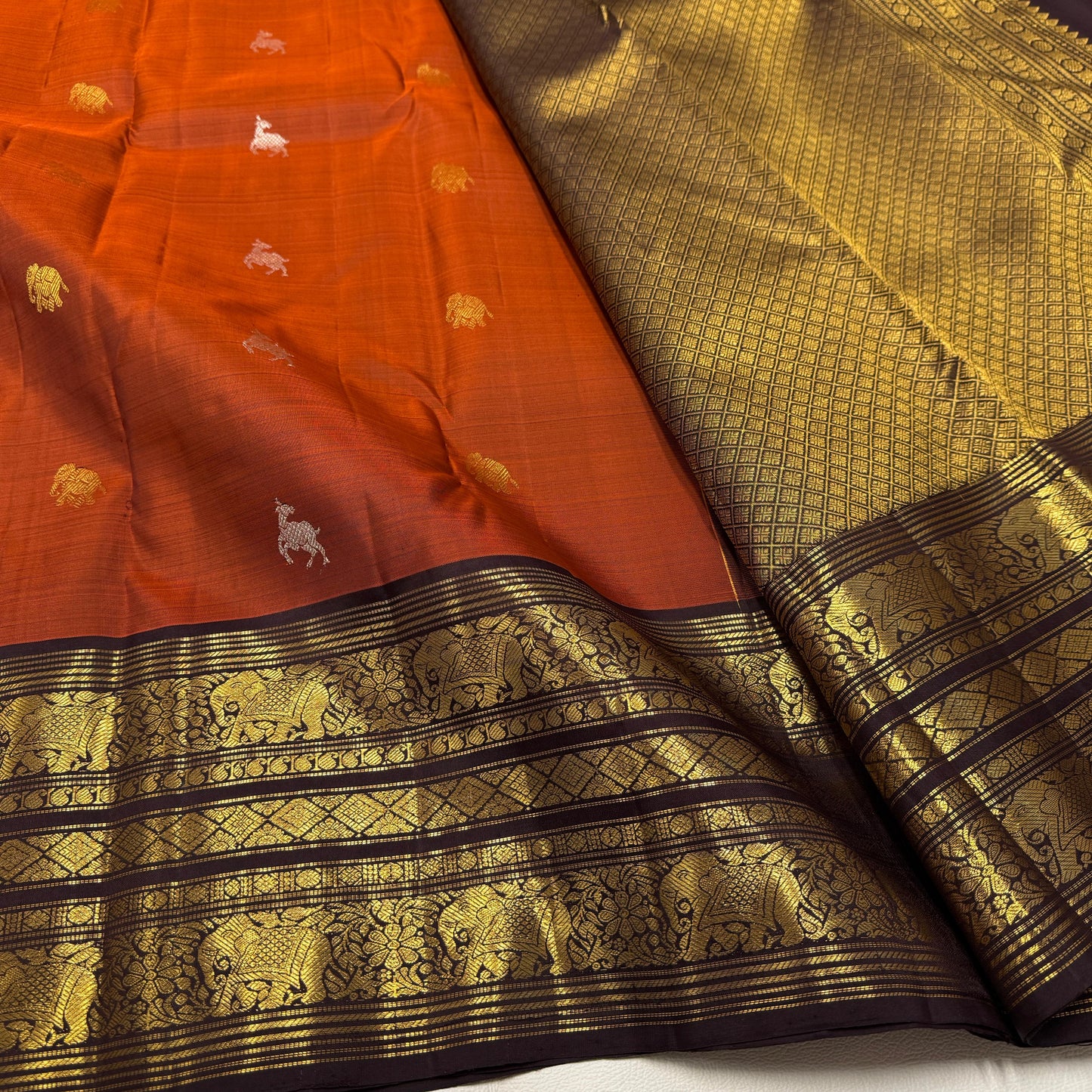 Bridal Kanjivaram Pure Silk-AM-KVS-ORANGE-002