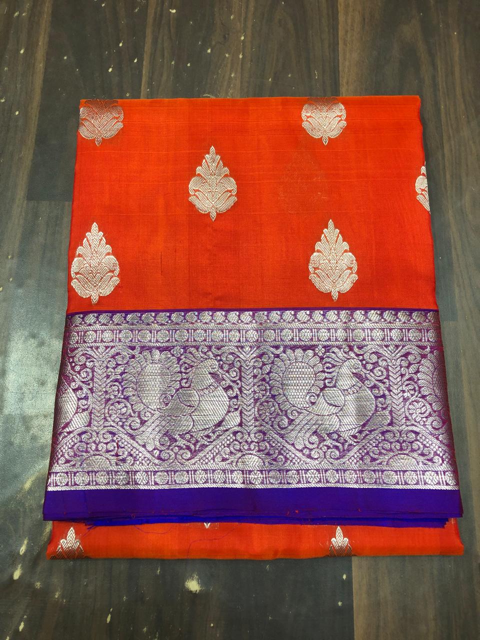 Pure Silk Saree-AM-PSS-ORANGE-001