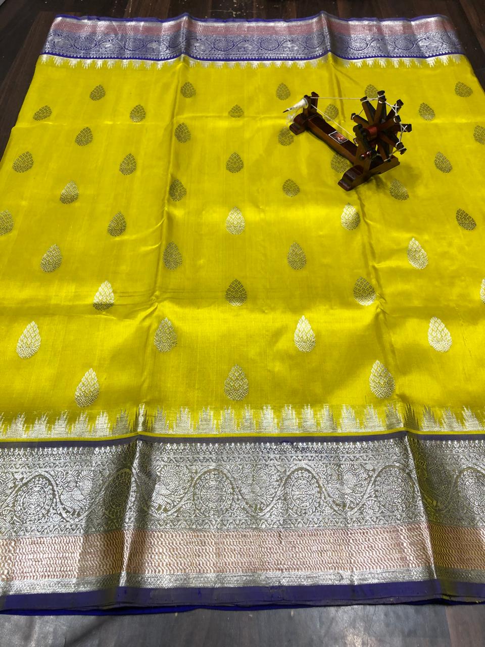 Pure Silk Saree-AM-PSS-YELLOW-004