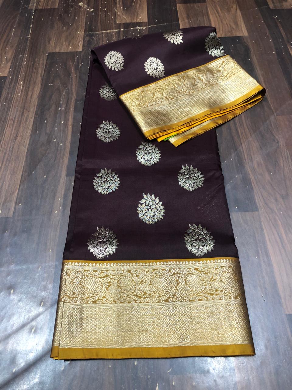 Venkatagiri Pure Pattu Saree-AM-VPPS-DARK MARRON-009