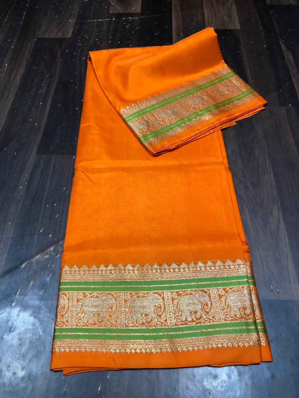 Venkatagiri Pure Pattu Saree-AM-VPPS-ORANGE-010