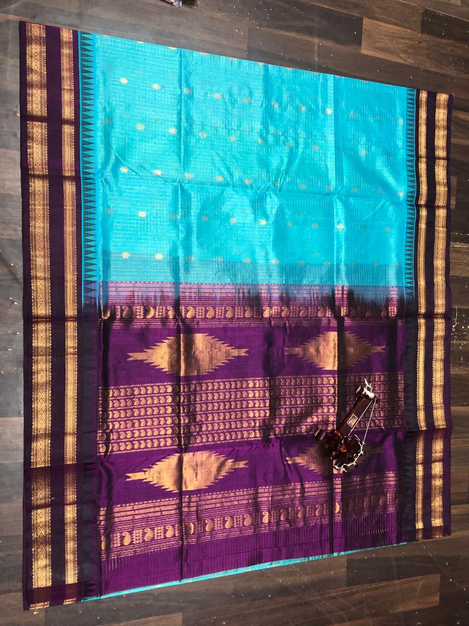 Kolam Pattu Saree-AM-KPS-SKY BLUE-029