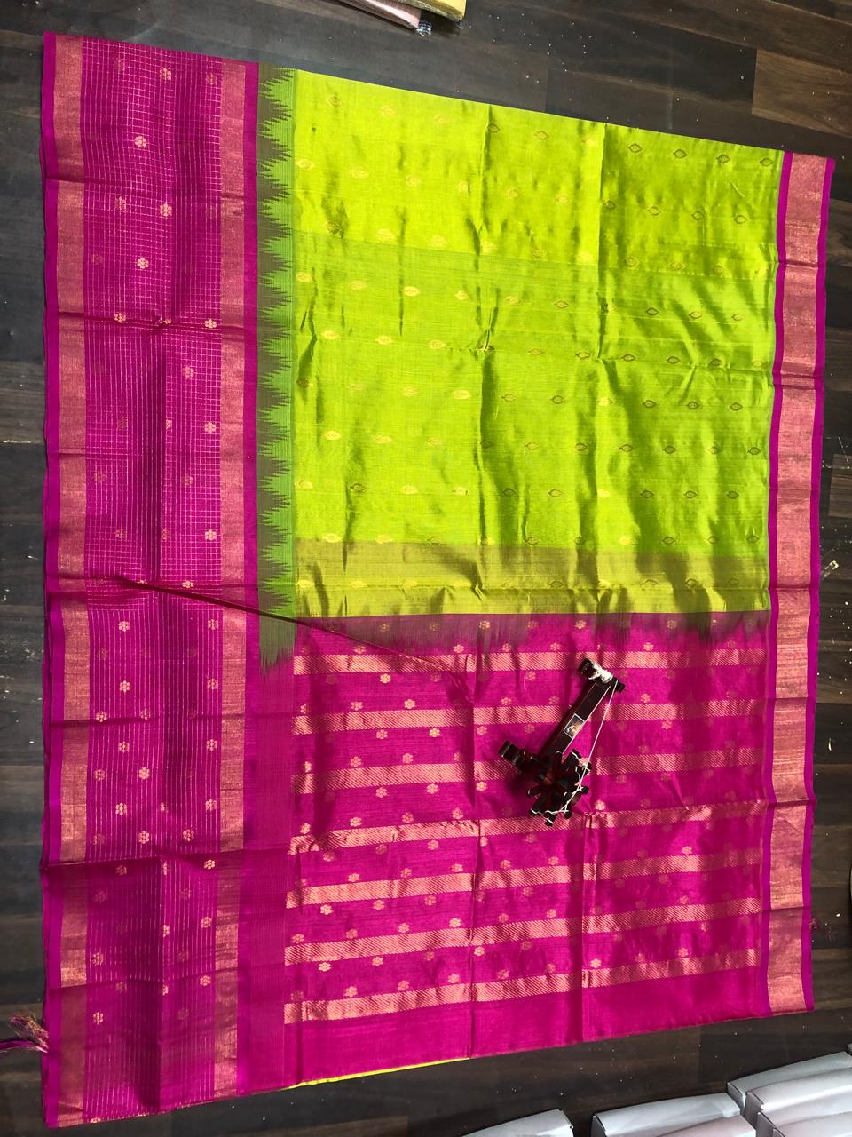 kolam Pattu Saree-AM-KPS-LIME GREEN-014