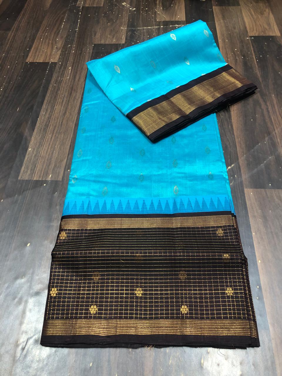 Kolam Pattu Saree-AM-KPS-BLUE-O15