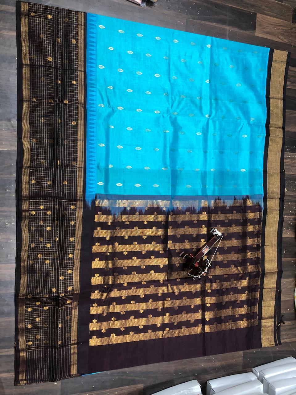 Kolam Pattu Saree-AM-KPS-BLUE-O15