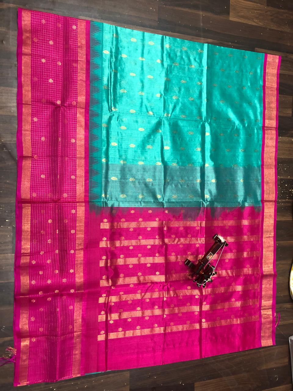 Kolam Pattu Saree-AM-KPS-SEA GREEN-017
