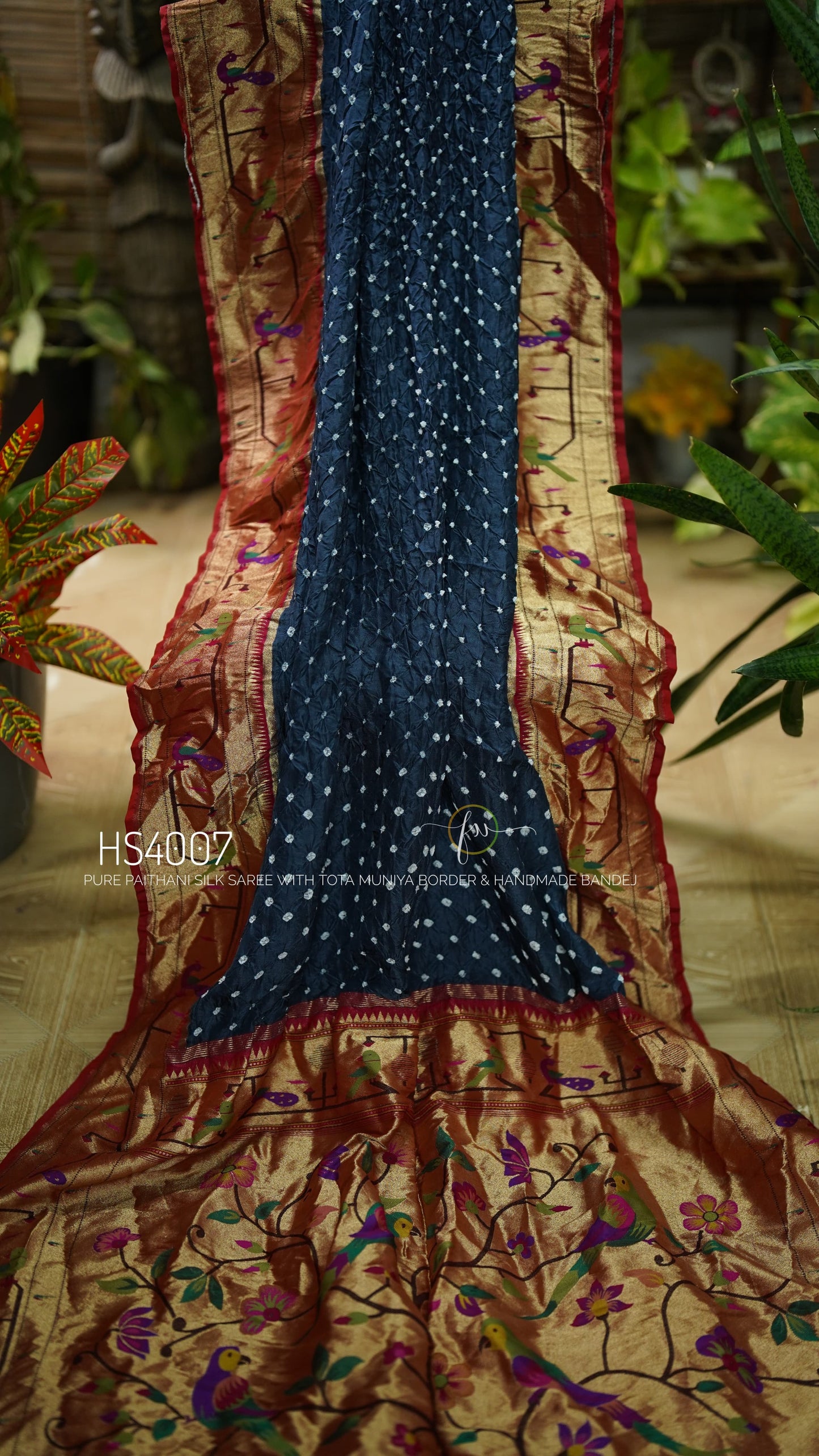 Pure Paithani Silk Saree-AM-PPSS-BLUE-001