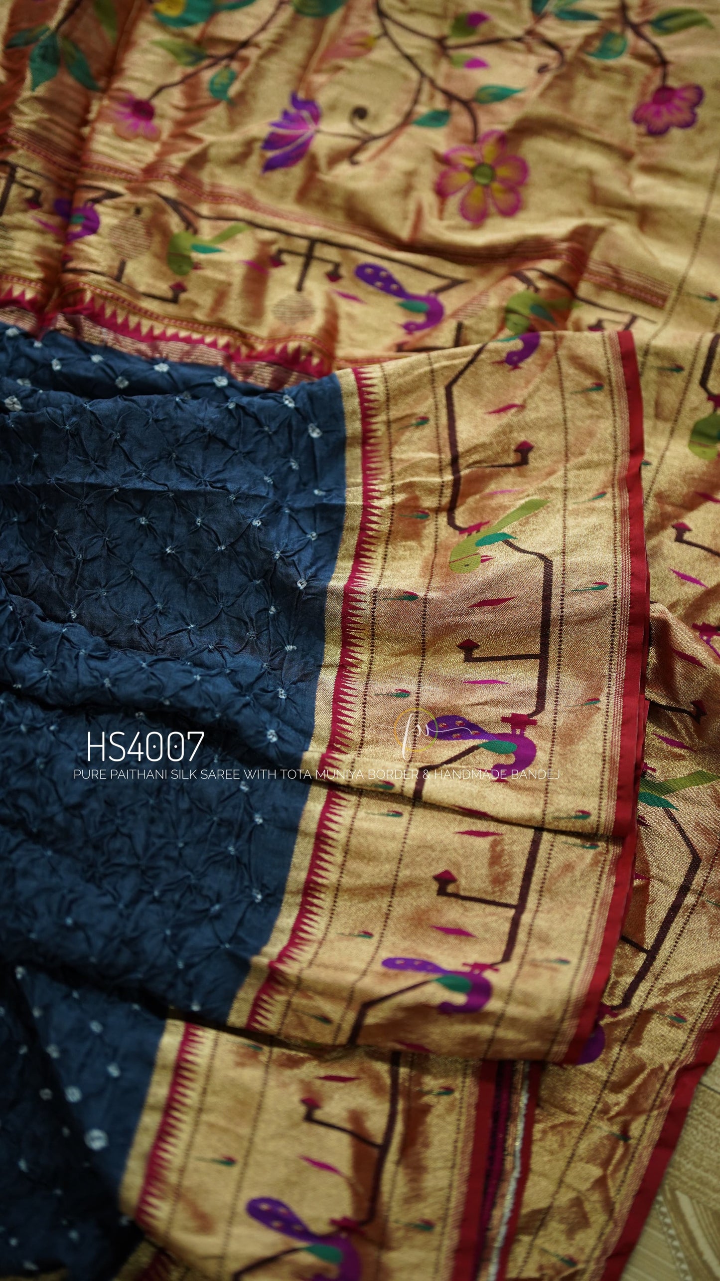 Pure Paithani Silk Saree-AM-PPSS-BLUE-001
