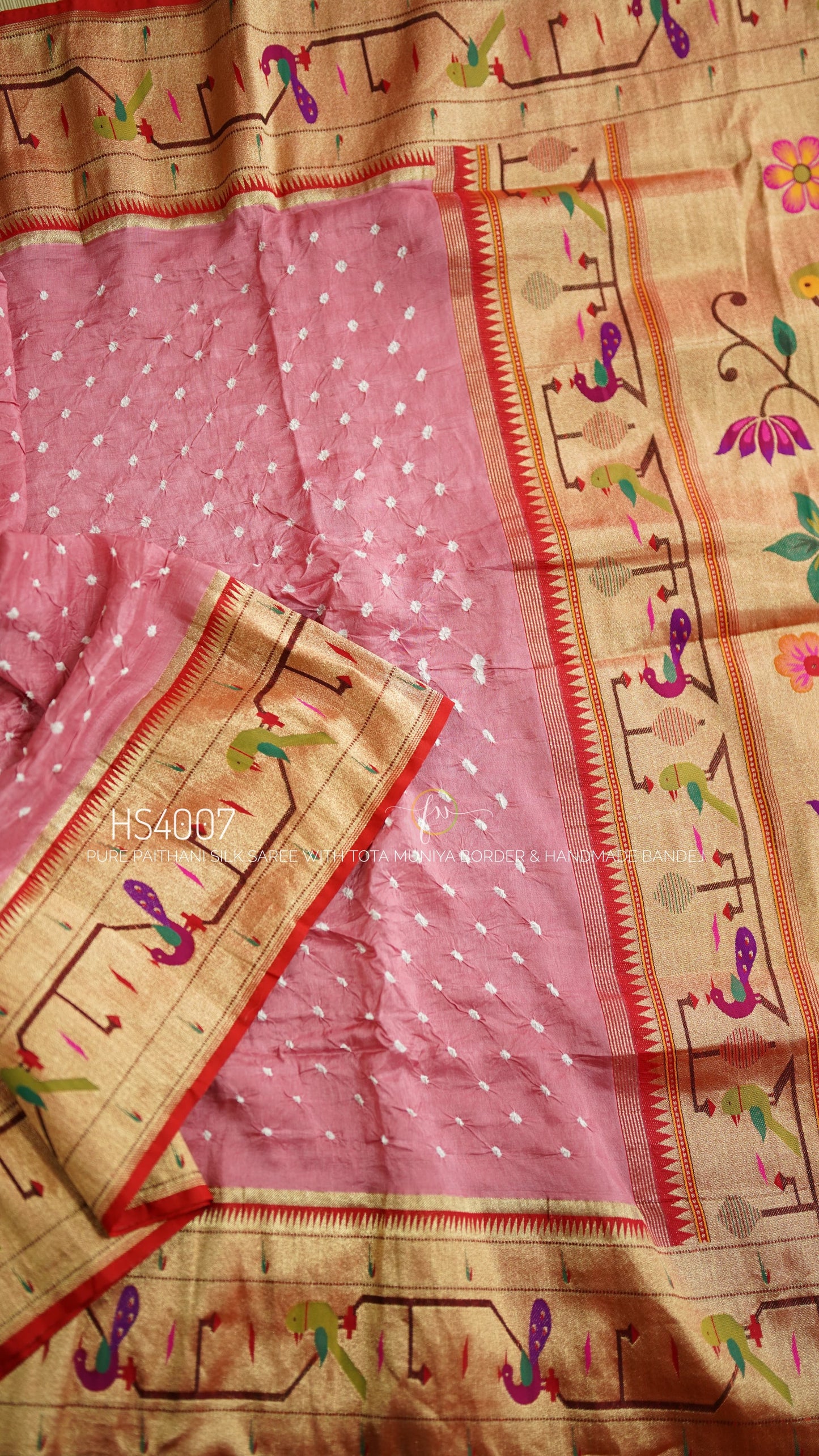 Pure Paithani Silk Saree-AM-PPSS-PINK-003