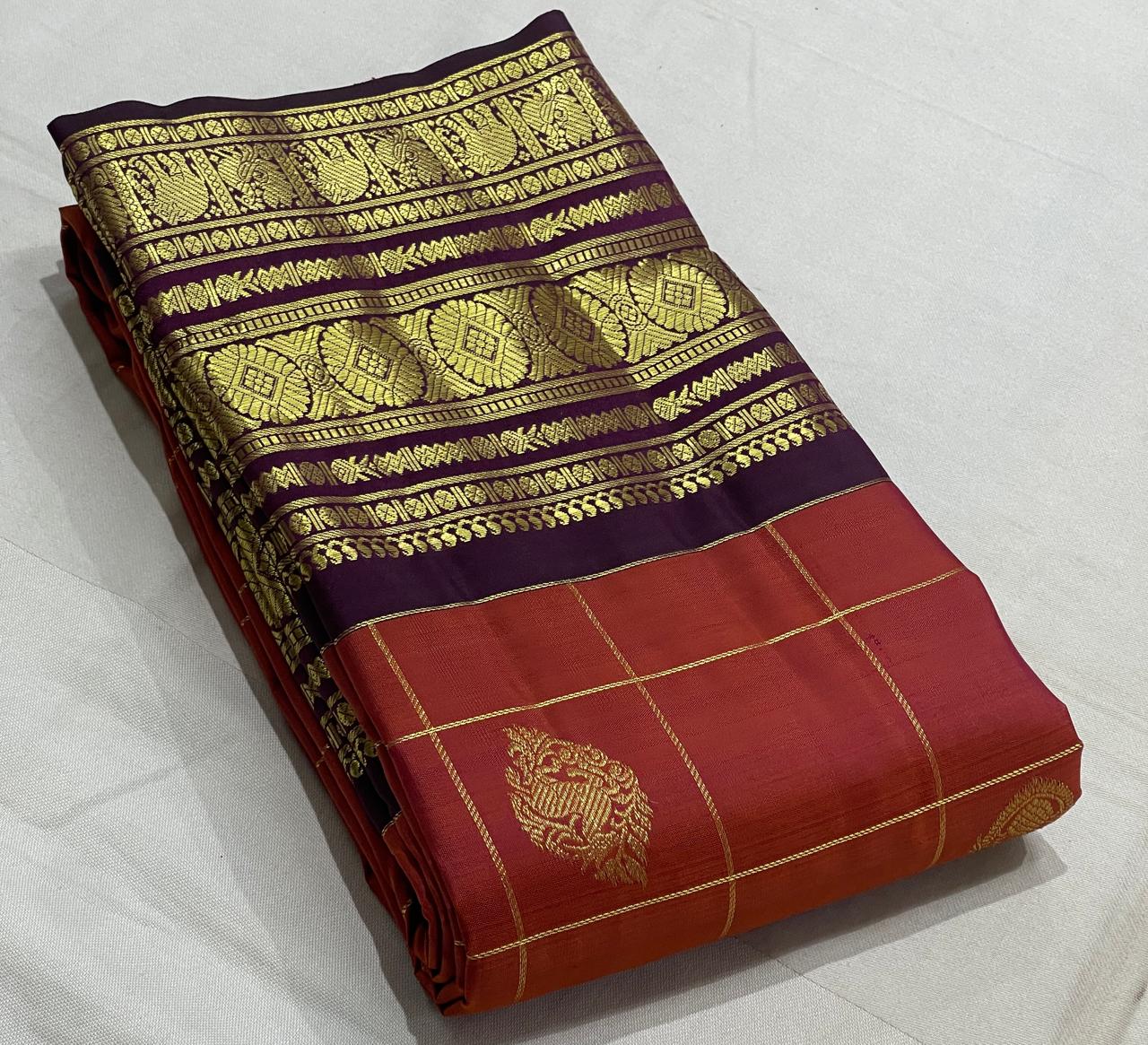Pure kangivaram pattu saree-AM-PKPS-MARRON-001