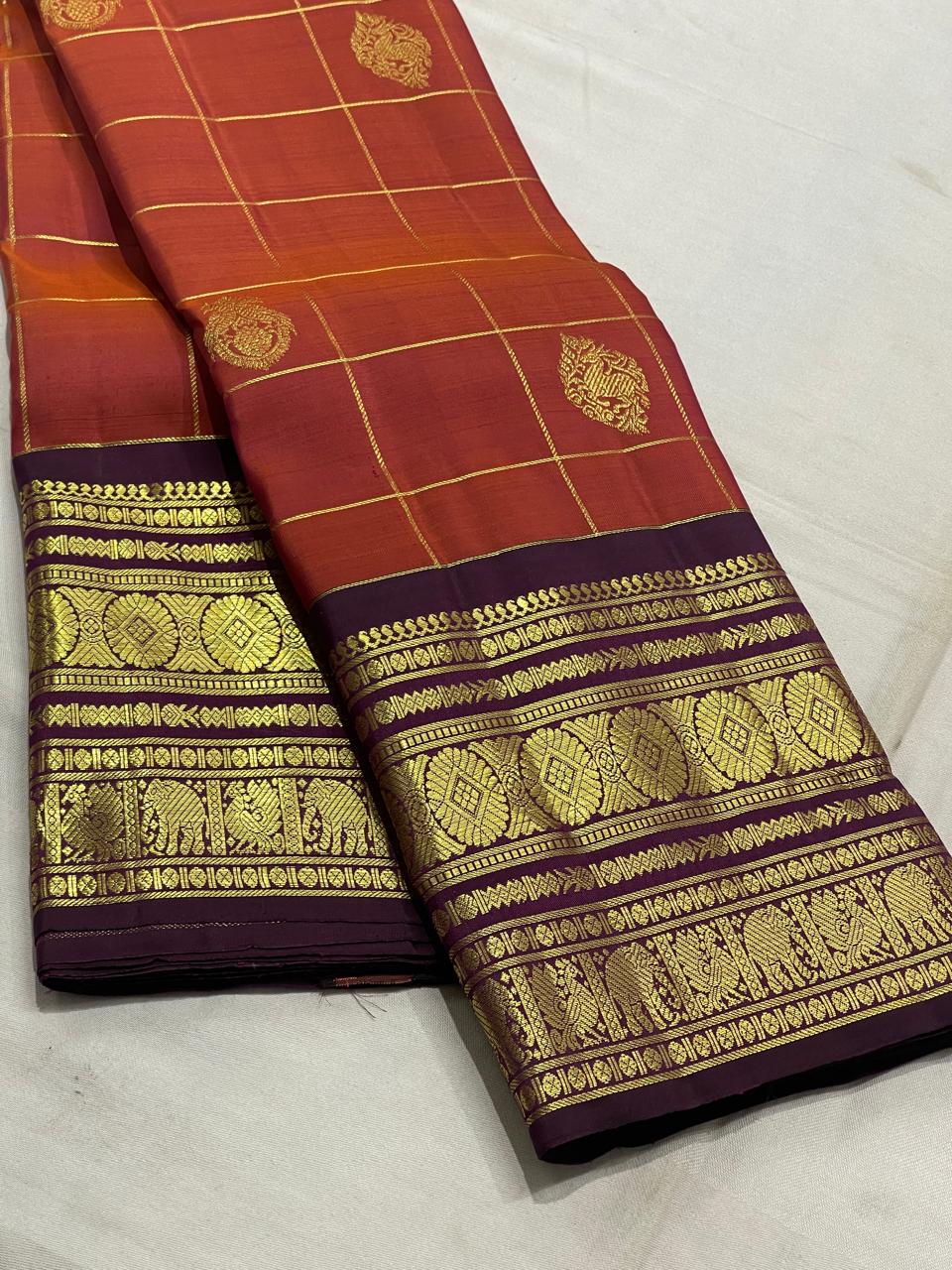 Pure kangivaram pattu saree-AM-PKPS-MARRON-001
