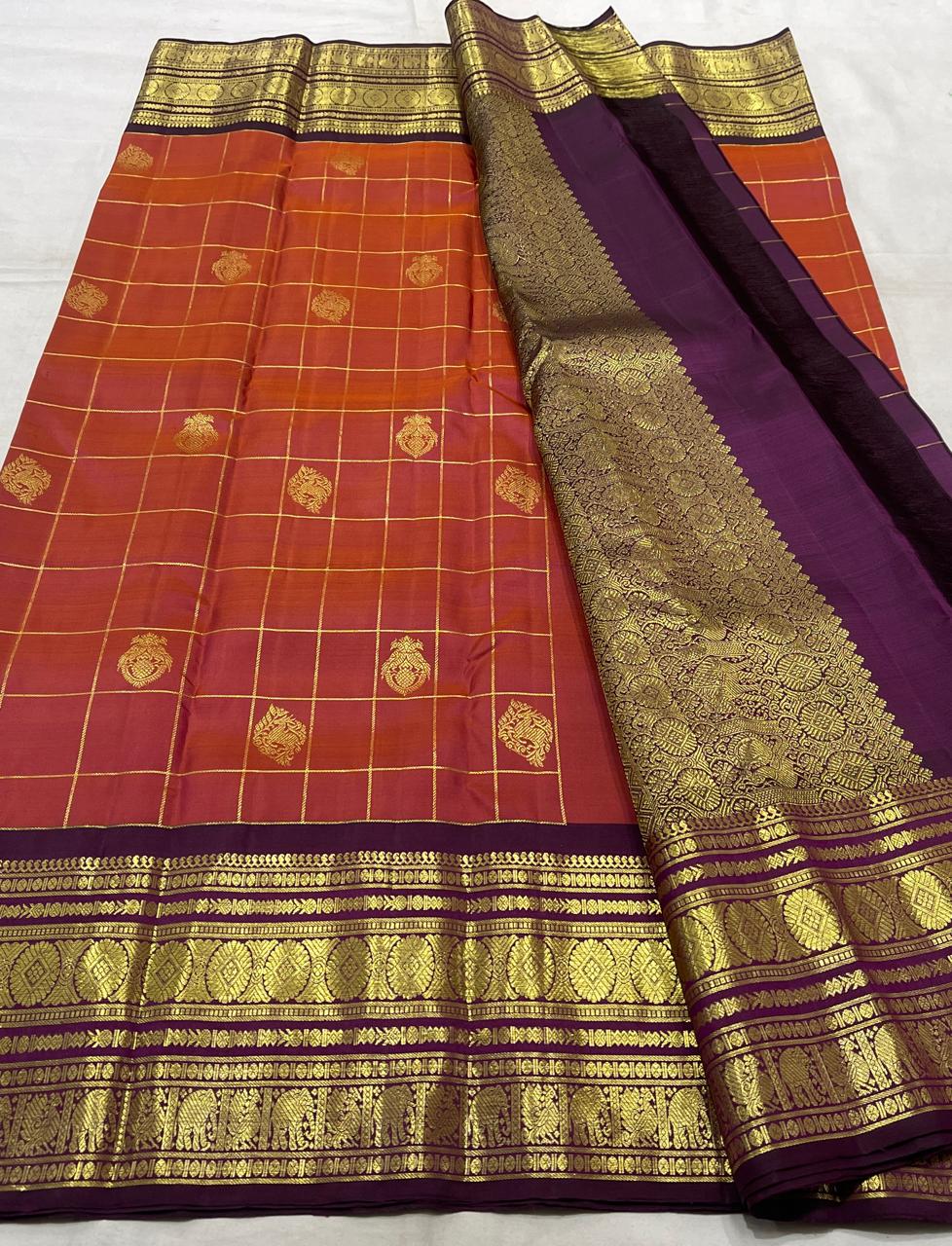 Pure kangivaram pattu saree-AM-PKPS-MARRON-001