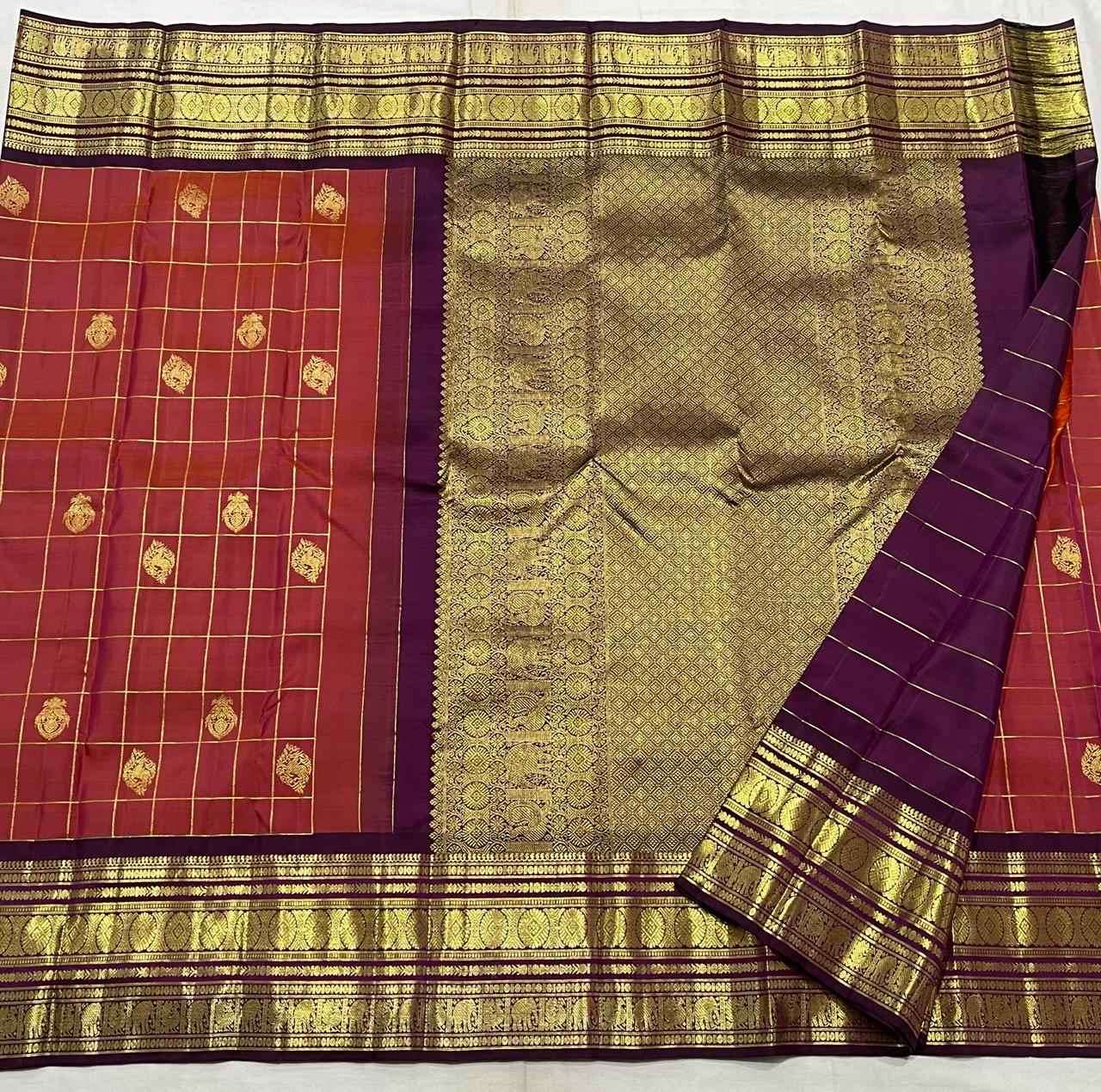Pure kangivaram pattu saree-AM-PKPS-MARRON-001