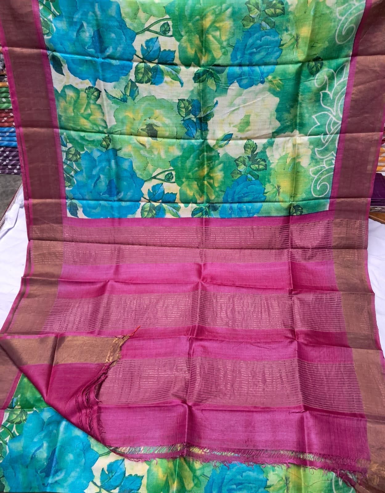 Pure Tussar Printed Saree-AM-PTS-PINK-002