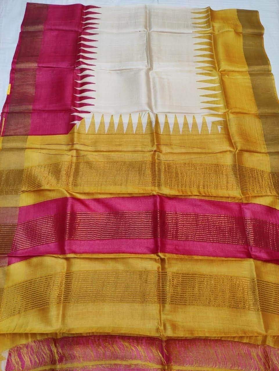 Pure Tussar Printed Saree-AM-PTS-YELLOW-004