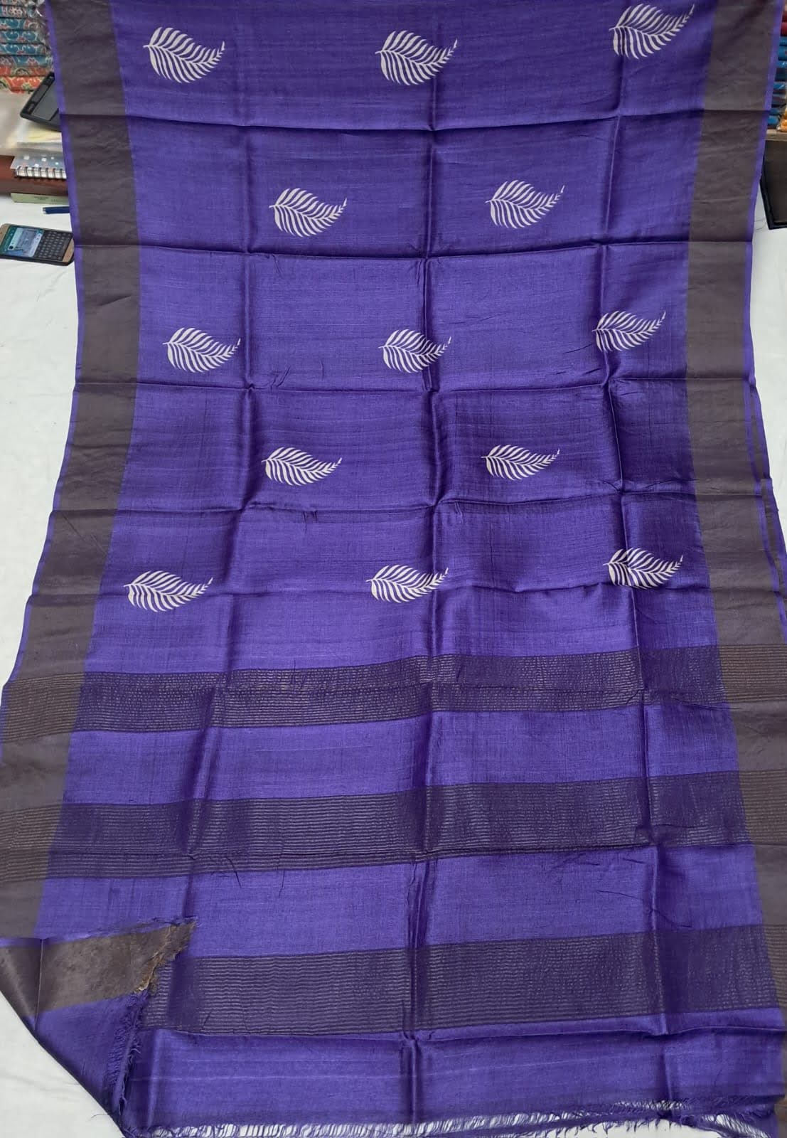 Pure Tussar Printed Saree-AM-PTS-ROYAL BLUE-007