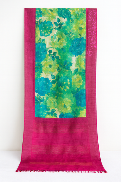 Pure Tussar Printed Saree-AM-PTS-PINK-002