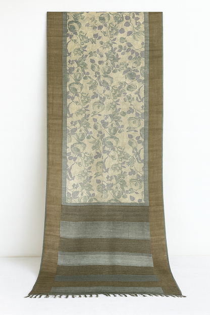 Pure Tussar Printed Saree-AM-PTS-CREAM-003