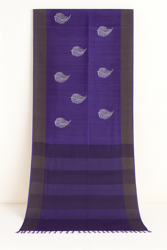 Pure Tussar Printed Saree-AM-PTS-ROYAL BLUE-007