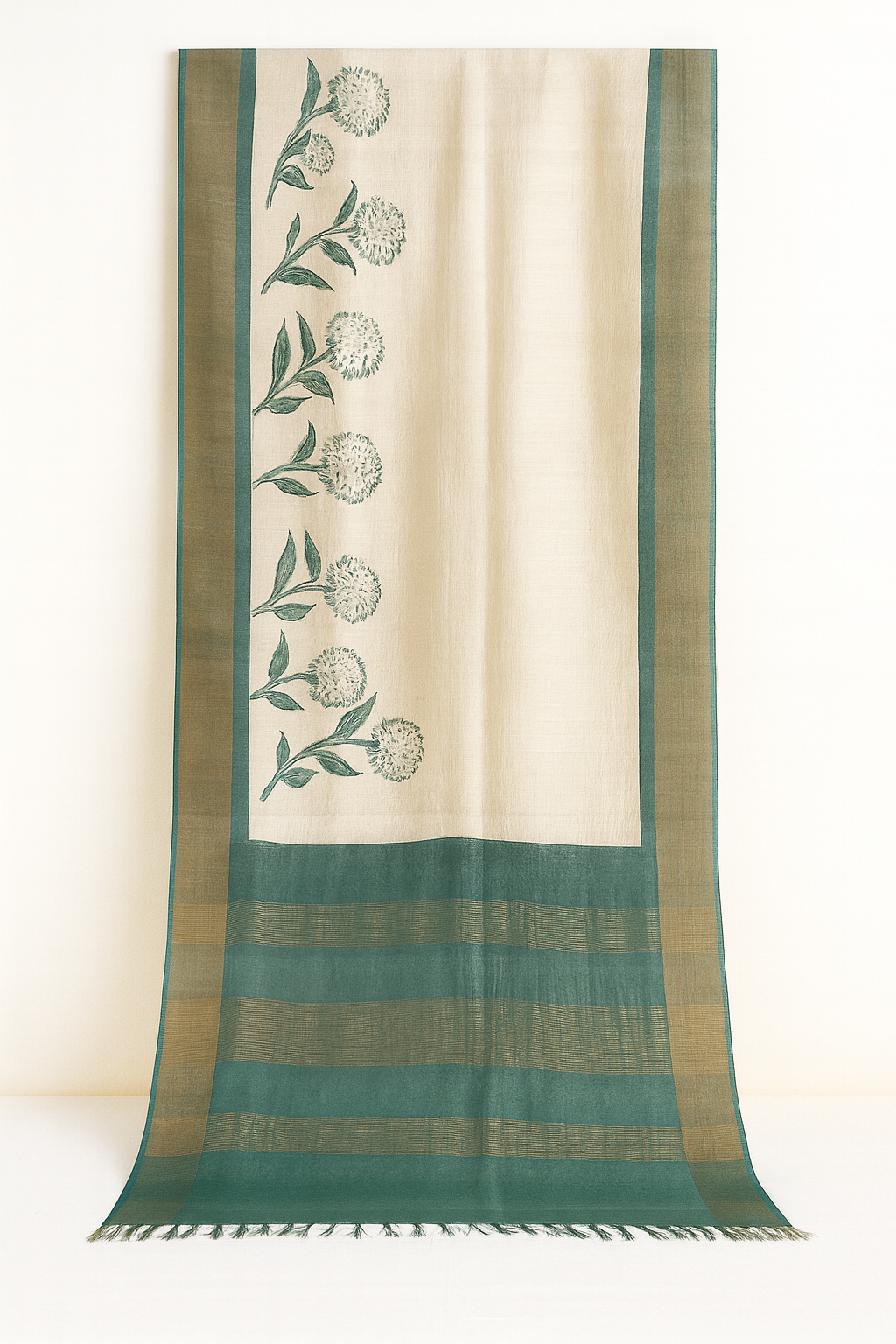 Pure Tussar Printed Saree-AM-PTS-OFFWHITE-008