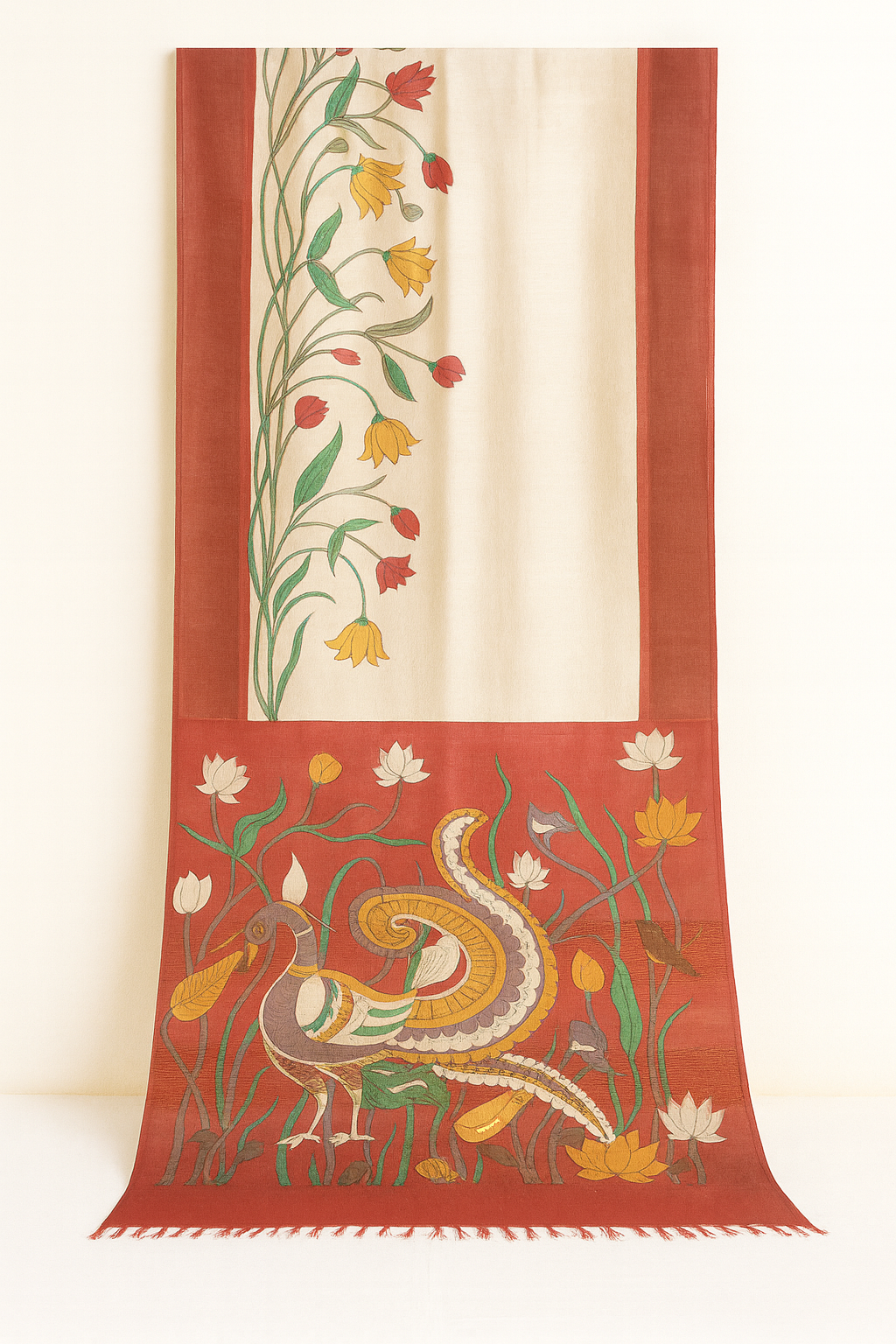 Pure Tussar Printed Saree-AM-PTS-CREAM-010