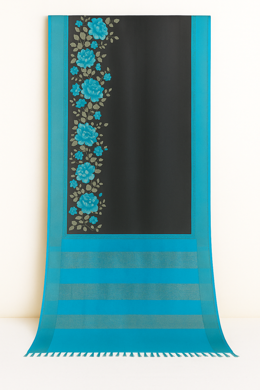 Pure Tussar Printed Saree-AM-PTS-BLACK-012
