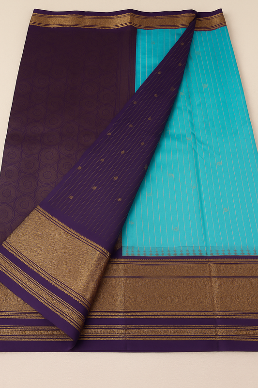 Semi Gadwal Saree-AM-SGS-BLUE-007