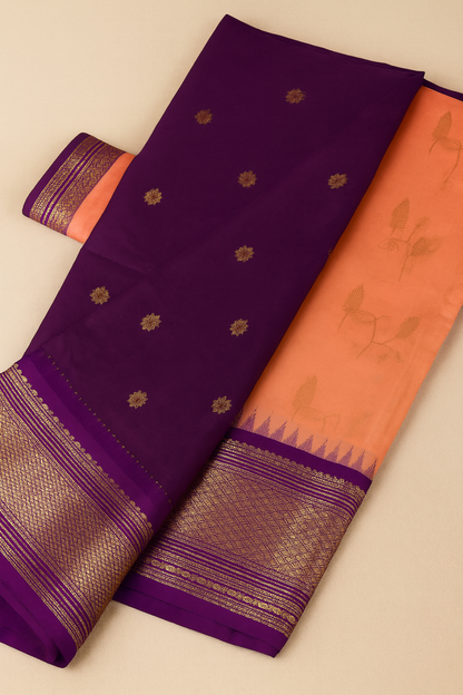 Semi Gadwal Saree-AM-SGS-PEACH-009