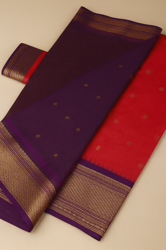 Semi Gadwal Saree-AM-SGS-RED-010