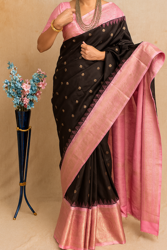 Vintage Gadwal saree-AM-VGS-BLACK-013