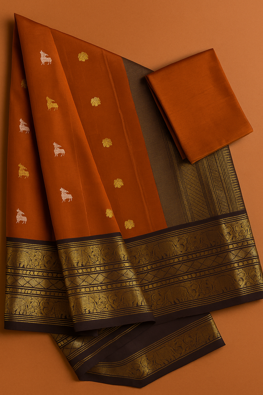 Bridal Kanjivaram Pure Silk-AM-KVS-ORANGE-002