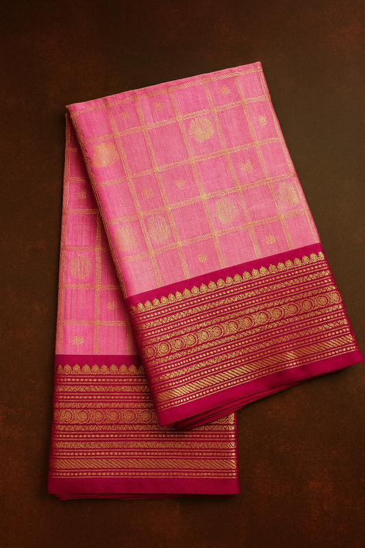 Venkatagiri Pure Pattu Saree-AM-VPPS-PINK-013
