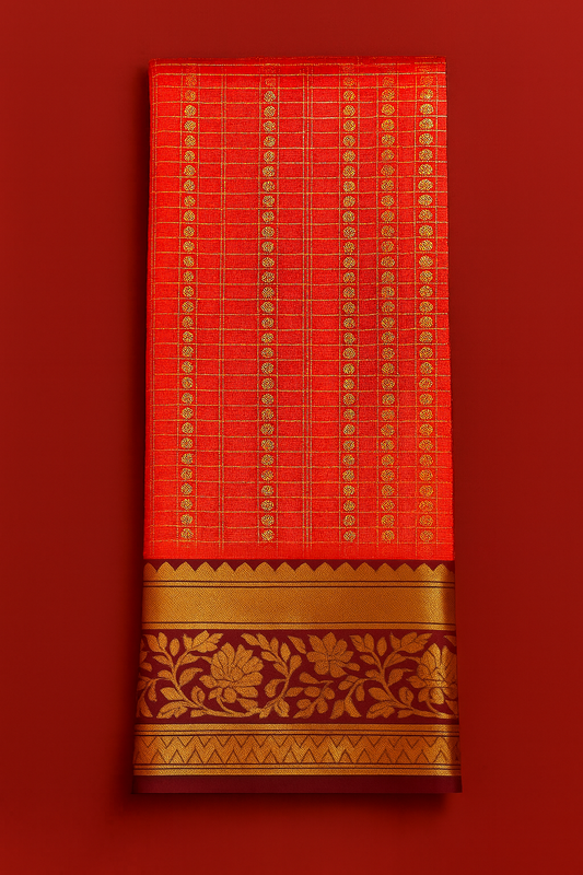 Kolam Pattu Saree-AM-KPS-ORANGE-010