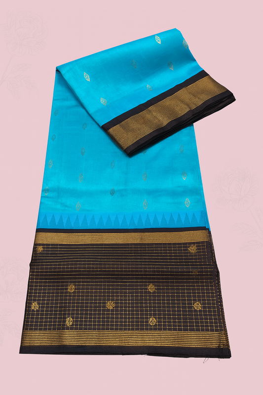 Kolam Pattu Saree-AM-KPS-BLUE-O15