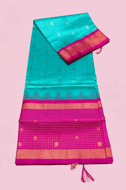 Kolam Pattu Saree-AM-KPS-SEA GREEN-017
