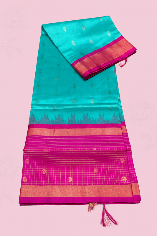 Kolam Pattu Saree-AM-KPS-SEA GREEN-017