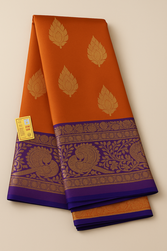 Pure Silk Saree-AM-PSS-ORANGE-001