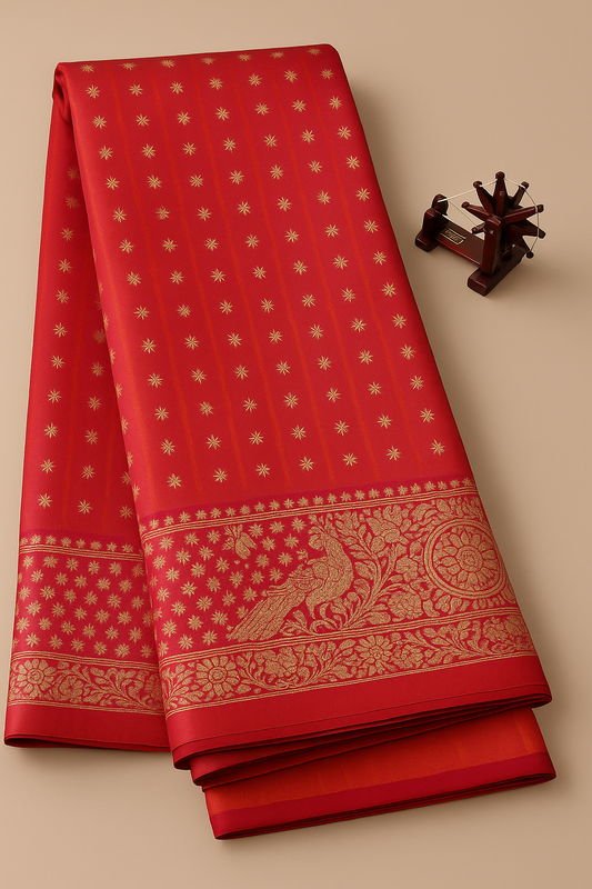 Pure Silk Saree-AM-PSS-RED-003
