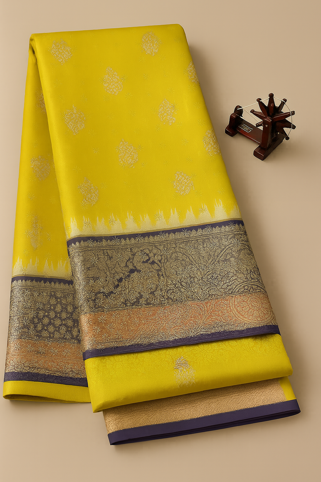 Pure Silk Saree-AM-PSS-YELLOW-004