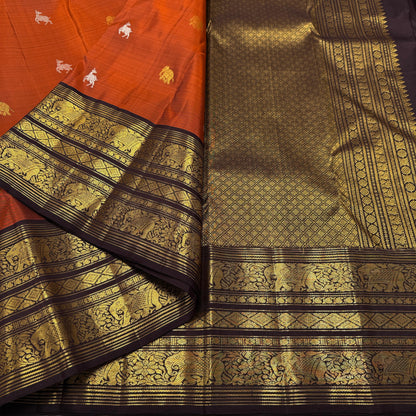 Bridal Kanjivaram Pure Silk-AM-KVS-ORANGE-002