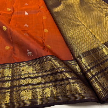 Bridal Kanjivaram Pure Silk-AM-KVS-ORANGE-002