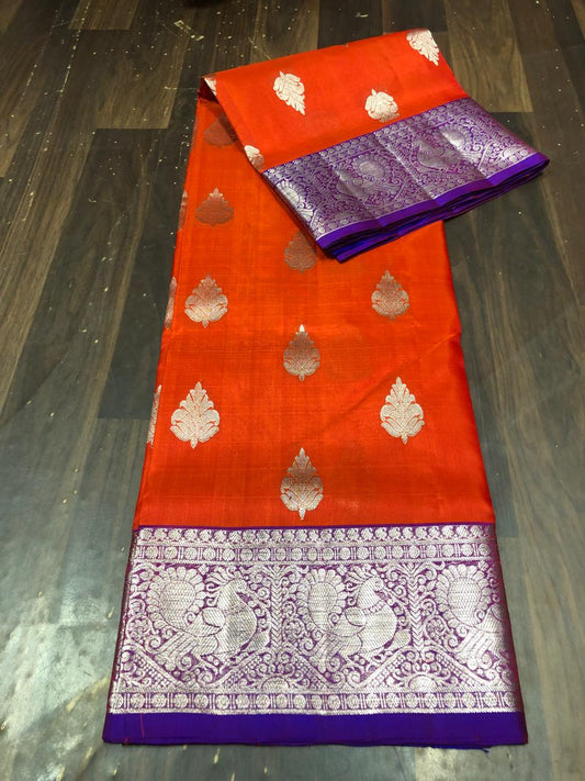Pure Silk Saree-AM-PSS-ORANGE-001